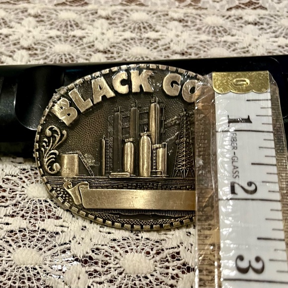 1980’s “Black Gold” Solid Brass Belt Buckle - Picture 2 of 5